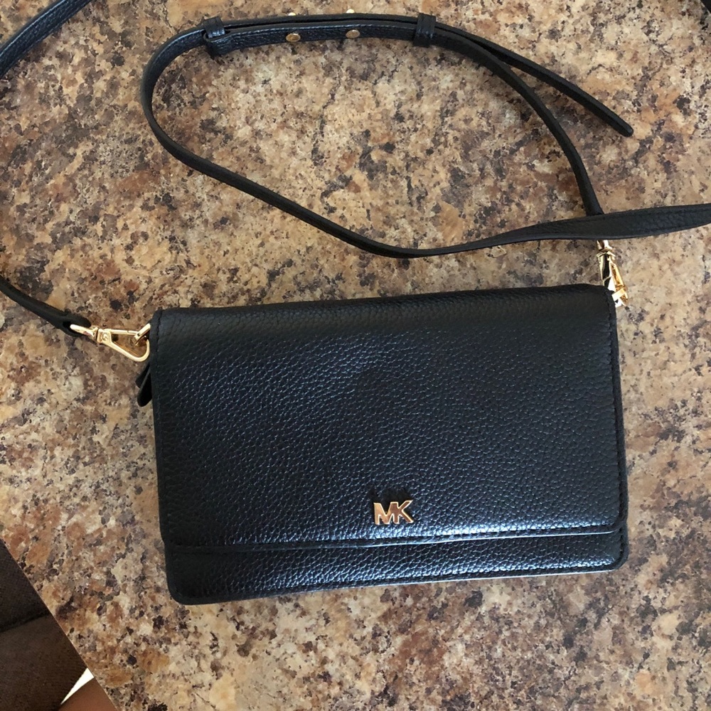 MK Pebbled Leather Phone Crossbody Wallet